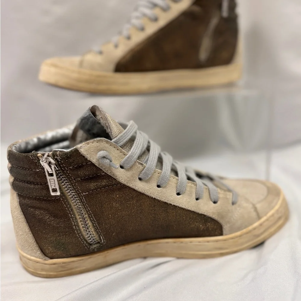 P448 Gold/Beige  High-Top Sneakers - Picture 2 of 8